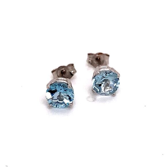 Natural Aquamarine Stud Earrings 14k White Gold 1.3 CTW Certified $950 113470 - Picture 11 of 13